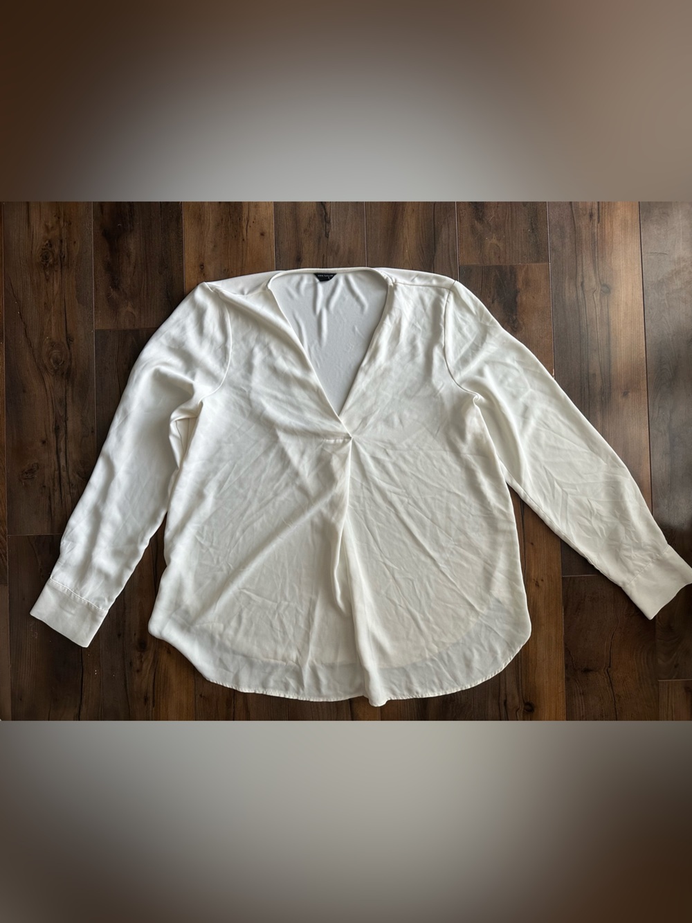 Ann Taylor Ivory Twist Front Long Sleeve Blouse Large Career Office Top